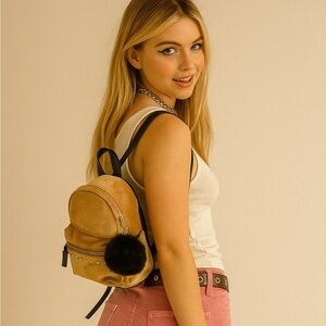 Dream Control velvet mini backpack with pompom
